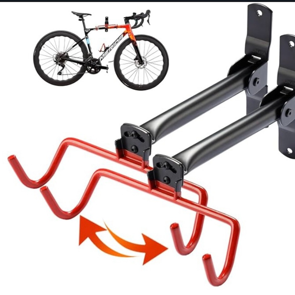Red and Black Wall-Mounted Bike Rack. pack of two